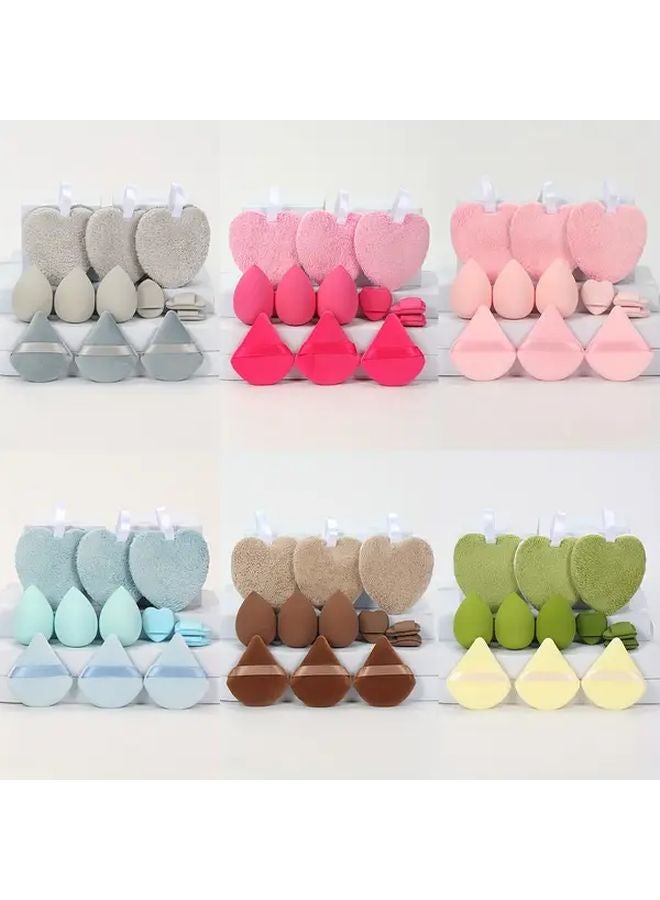 12Pcs Matcha Green Heart Shaped Reusable Double Sided Makeup Sponges For Face Washing And Makeup Removal - Image 1